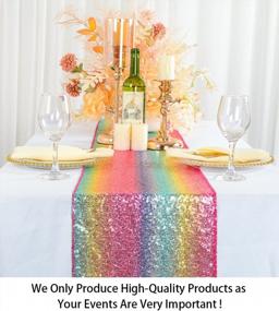img 3 attached to Vibrant Multicolor Sequin Table Runner for Party Decor - 12x108-Inch Rainbow Sequin Runner (Pack of 1)
