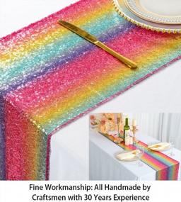 img 2 attached to Vibrant Multicolor Sequin Table Runner for Party Decor - 12x108-Inch Rainbow Sequin Runner (Pack of 1)