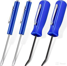 img 4 attached to 🔧 Compact 4-Piece Pocket Magnetic Screwdriver Set with Pry Bar - Blue