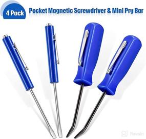 img 1 attached to 🔧 Compact 4-Piece Pocket Magnetic Screwdriver Set with Pry Bar - Blue