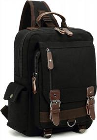 img 2 attached to Sechunk Canvas Backpack: Versatile Crossbody Shoulder Bag For Men And Women