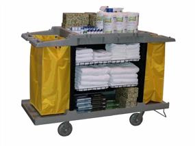 img 1 attached to Efficient Janico Housekeeping Cart With Adjustable Shelves, Molded Hooks, And 8 Inch Wheels For Hospitality Cleaning Services