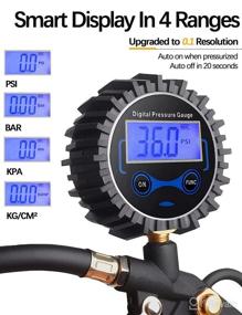 img 2 attached to SWICARS Digital Tire Inflator with Pressure Gauge: 250 PSI, Heavy Duty Air Compressor Accessories & Rubber Hose with Air Chuck, Quick Connect Coupler for 0.1 Dispaly Resolution - Ideal Gifts for Men