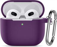 hamile designed for airpods 3 case cover, silicone protective cases cute skin covers with keychain accessories compatible with apple airpod 3rd generation, girls boys women men-purple logo