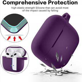 img 2 attached to Hamile Designed For AirPods 3 Case Cover, Silicone Protective Cases Cute Skin Covers With Keychain Accessories Compatible With Apple AirPod 3Rd Generation, Girls Boys Women Men-Purple