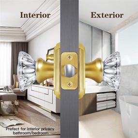 img 1 attached to Satin Brass Privacy Gold Door Knob Lock Interior Glass Door Knobs For Bathroom Bedroom - CLCTK Premium