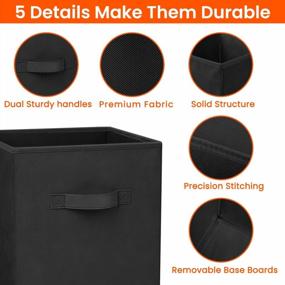 img 2 attached to Set Of 8 11" Cube Storage Bins - Collapsible Fabric Baskets W/ Handles For Closet Organizers & Shelf Boxes (Black)