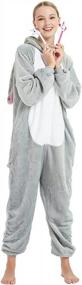 img 2 attached to Женская пижама-комбинезон с единорогом - флисовый костюм животного из мультфильма ABENCA для Рождества, Хэллоуина и косплея
