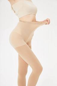 img 1 attached to CozyWow Women'S Control Top Semi Opaque Reinforced Footed Tights: Soft, Elastic & Durable Pantyhose!