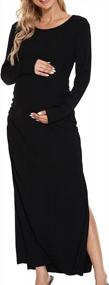 img 4 attached to Long Sleeve Ruched Maternity Dress With Split Design By Smallshow - Perfect Pregnancy Clothes