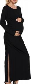 img 1 attached to Long Sleeve Ruched Maternity Dress With Split Design By Smallshow - Perfect Pregnancy Clothes