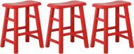 набор из 3 красных барных стульев из цельного дерева для высоты кухонной стойки - 24 дюйма - сверхмощный, высококачественный от ehemco логотип