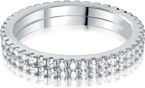 img 3 attached to 💍 Stunning VOLUKA Set of 2 Stacking Eternity Rings with Cubic Zirconia Bands for Women and Men