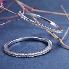 img 1 attached to 💍 Stunning VOLUKA Set of 2 Stacking Eternity Rings with Cubic Zirconia Bands for Women and Men