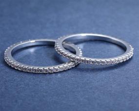 img 2 attached to 💍 Stunning VOLUKA Set of 2 Stacking Eternity Rings with Cubic Zirconia Bands for Women and Men