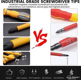 img 2 attached to 🔧 MulWark Insulated Screwdriver Set, 20 Piece 1000V Interchangeable Blade Terminating Screw Driver, 12 Piece Magnetic Phillips Slotted Square Torx Head, 4 Piece Cabinet Utility Key & Bag – Practical Electrician Tool Set