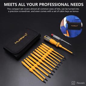 img 1 attached to 🔧 MulWark Insulated Screwdriver Set, 20 Piece 1000V Interchangeable Blade Terminating Screw Driver, 12 Piece Magnetic Phillips Slotted Square Torx Head, 4 Piece Cabinet Utility Key & Bag – Practical Electrician Tool Set