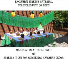 img 2 attached to Green Hibiscus Hawaiian Table Skirt - 29" Tall, Stretches Up To 30Ft! Perfect Luau Party Decoration And Tropical Theme Decor - Set Of 2 Table Skirts