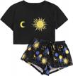 women's cute graphic print pajama set - short sleeve crop top & shorts by sweatyrocks logo