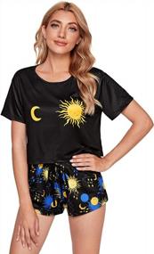 img 2 attached to Women'S Cute Graphic Print Pajama Set - Short Sleeve Crop Top & Shorts By SweatyRocks
