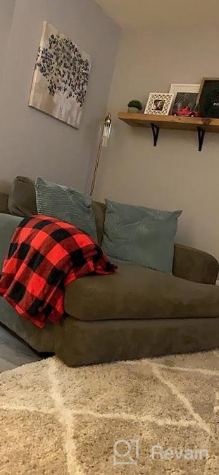 img 1 attached to Soft Flannel Fleece Buffalo Plaid Throw Blanket With Checker Pattern – Lightweight, Decorative Blanket For Bed Or Couch (280GSM-White-Green, Throw Size 50"X60") By NEWCOSPLAY review by Amber Allen