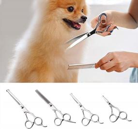 img 3 attached to 5PCS Surkat Dog Grooming Scissors Kit - Stainless Steel Round Head Trimming Set For Body Face Ear Nose Paw With Comb, Suitable For Dogs, Cats & Rabbits!