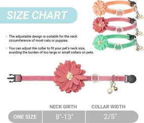 img 3 attached to 🌸 FLYSTAR Cat Collar Breakaway with Bells - Cute Flower Rhinestone Bing Cat Collars - Soft Adjustable Diamond Floral Pet Collar for Small-Medium-Large Girl Boy Cats, Puppies, Bunny (Pink, Green, Orange)