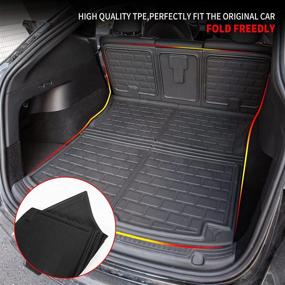 img 1 attached to 🔥 Kingna 3D Trunk Mats: Premium TPR Liner for Tesla Model Y 2020-2022 | All Weather, Rear Seat Back Mat, 5-Seater Set of 4 Mats