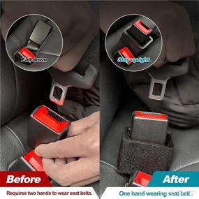 img 3 attached to Convenient 2 Pack Car Seat Belt 🚗 Buckle Holder: Durable Silicone Material for Easy Access