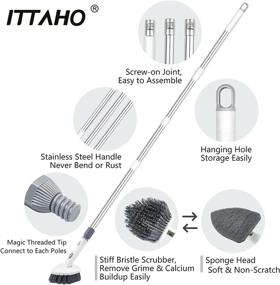 img 1 attached to 🧼 Efficient 59" Long Handle Tub Tile Scrubber by ITTAHO - Stiff Bristles Cleaning Brush & Sponge with Extendable Pole, Rotatable Detachable Scrub Brush for Kitchen, Shower, Bathtub, and Floor