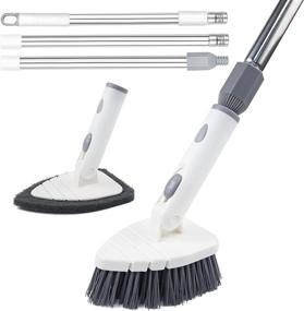 img 4 attached to 🧼 Efficient 59" Long Handle Tub Tile Scrubber by ITTAHO - Stiff Bristles Cleaning Brush & Sponge with Extendable Pole, Rotatable Detachable Scrub Brush for Kitchen, Shower, Bathtub, and Floor