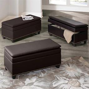 img 1 attached to Versatile Storage Ottoman Bench With Elegant Faux-Leather Upholstery For Living Room, Bedroom, And Entryway - Lift Top And Button Tufted Design With Nailhead Trim