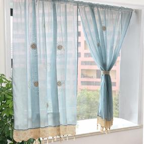 img 3 attached to FADFAY Adjustable Balloon Manual Hook Shade Curtain In Light Blue With Flower Design - 57" X 69" - 1 Panel For Rustic & Pastoral Home Decor