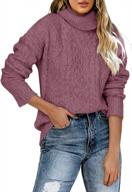 womens turtle neck pullover: cozy waffle knit, side slit, long sleeve sweaters – chunky, loose tunic jumper tops logo