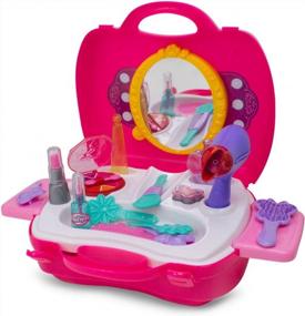 img 4 attached to Pretend Play Wonders: Little Girls Make Up Case With Cosmetic Set By KIDSTHRILL