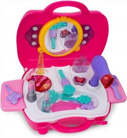 img 3 attached to Pretend Play Wonders: Little Girls Make Up Case With Cosmetic Set By KIDSTHRILL