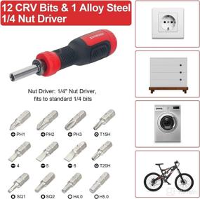 img 3 attached to 🛠️ SHARDEN Multi Screwdriver: 13-in-1 Adjustable Screwdriver Set with Torx Security, Phillips, Hex & More - All in One Multitool