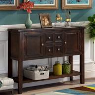 p purlove console table buffet sideboard sofa table with four storage drawers two cabinets and bottom shelf (espresso) логотип