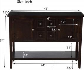 img 3 attached to P PURLOVE Console Table Buffet Sideboard Sofa Table With Four Storage Drawers Two Cabinets And Bottom Shelf (Espresso)