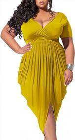 img 4 attached to Plus-Size High-Low Peplum Bodycon Dress: Sheer Mesh Evening Gown For Women'S Sexy Party Look