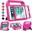 shockproof ipad mini 1 2 3 kids case with built-in screen protector and lightweight handle stand - rose logo