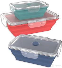 img 4 attached to 🥡 Wamery Silicone Collapsible Food Storage Containers - Space Saving BPA-Free Storage Containers with Lids in Small, Medium, and Large Sizes - Microwave Safe Silicone Tupperware