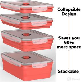 img 3 attached to 🥡 Wamery Silicone Collapsible Food Storage Containers - Space Saving BPA-Free Storage Containers with Lids in Small, Medium, and Large Sizes - Microwave Safe Silicone Tupperware