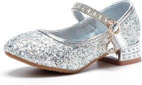 img 4 attached to Mowoii Glitter Sparkle Princess Rhinestone Girls' Shoes ~ Flats