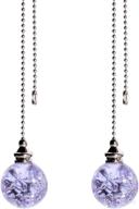 💜 set of 2 purple pull chain crystal glass ice cracked ball pull chains - 50cm extension chain for ceiling fan light decoration логотип
