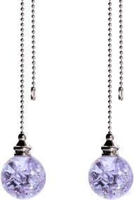 img 4 attached to 💜 Set of 2 Purple Pull Chain Crystal Glass Ice Cracked Ball Pull Chains - 50cm Extension Chain for Ceiling Fan Light Decoration