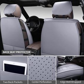 img 1 attached to 🚗 SPEED TREND Leather Car Seat Covers – Premium PU Leather & Universal Fit for Auto Interior Accessories – Automotive Vehicle Cushion Cover for Most Cars SUVs Trucks (ST-001 Full Set, Gray)