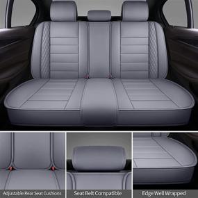 img 2 attached to 🚗 SPEED TREND Leather Car Seat Covers – Premium PU Leather & Universal Fit for Auto Interior Accessories – Automotive Vehicle Cushion Cover for Most Cars SUVs Trucks (ST-001 Full Set, Gray)