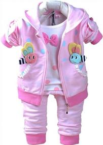 img 1 attached to Set Of 3 Casual Cotton Hoodie Jacket, T-Shirt, And Pants Sweater For Baby Girls, Ages 6 Months-4 Years By Yao