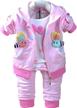 set of 3 casual cotton hoodie jacket, t-shirt, and pants sweater for baby girls, ages 6 months-4 years by yao logo